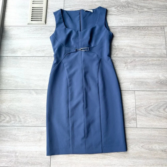 EDAS Navy Sleeveless Shift Dress Made in Italy - Picture 4 of 13